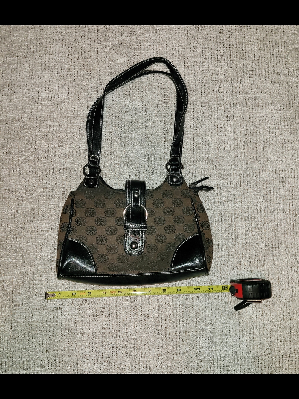 Women's Black and Brown Logo Shoulder Bag